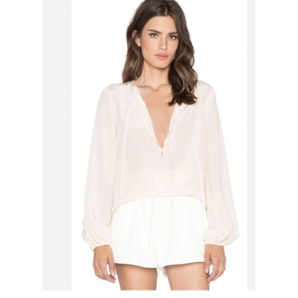 Bcbgmaxazaria‎ Blush Peach Evanna Peasant Blouse Silk Size M